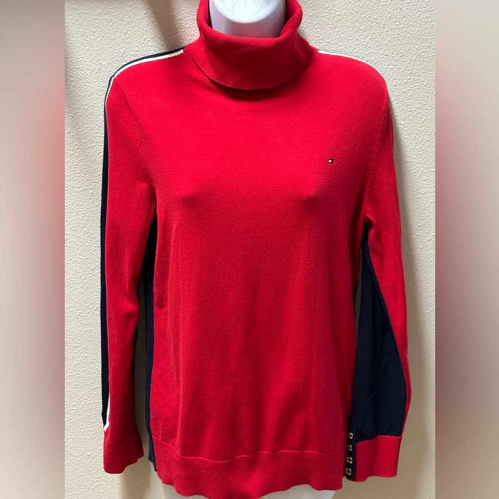 Tommy Hilfiger Red/Navy Turtleneck Sweater